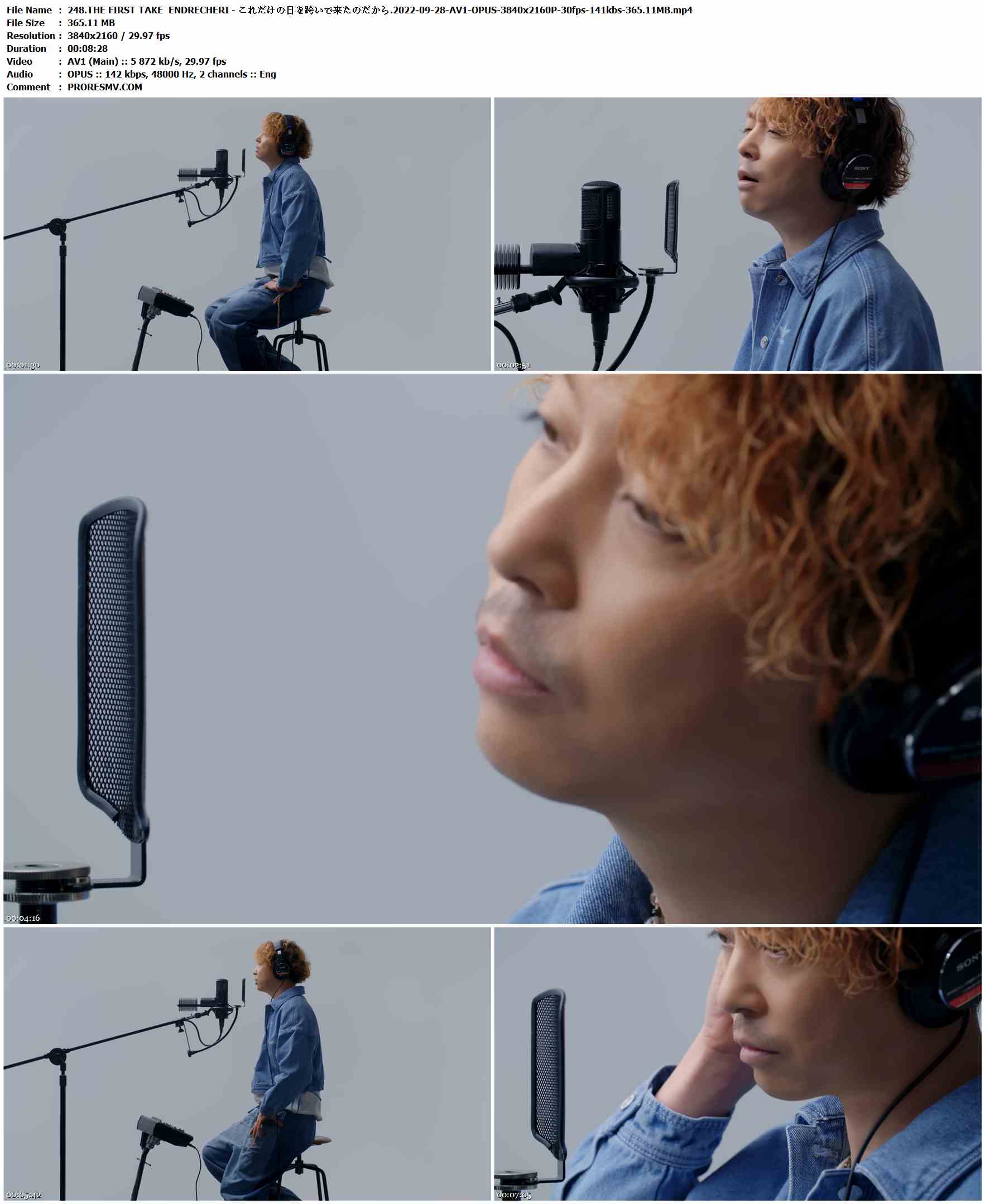 248.THE FIRST TAKE ENDRECHERI - これだけの日を跨いで来たのだから.2022-09-28-AV1-OPUS-3840x2160P-30fps-141kbs-365.11MB官方MV_高清MV